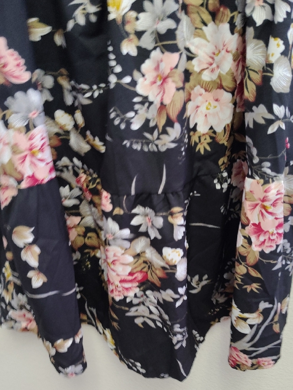Floral Smocked Black Mini Dress - Picture 5 of 7